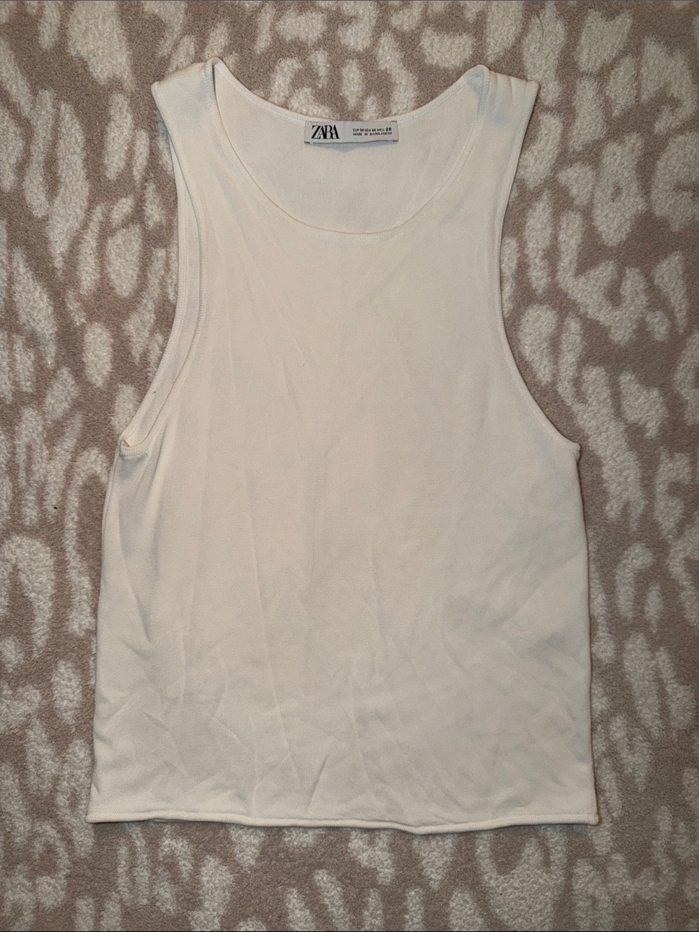 Zara Cream Ribbed Muscle Tank